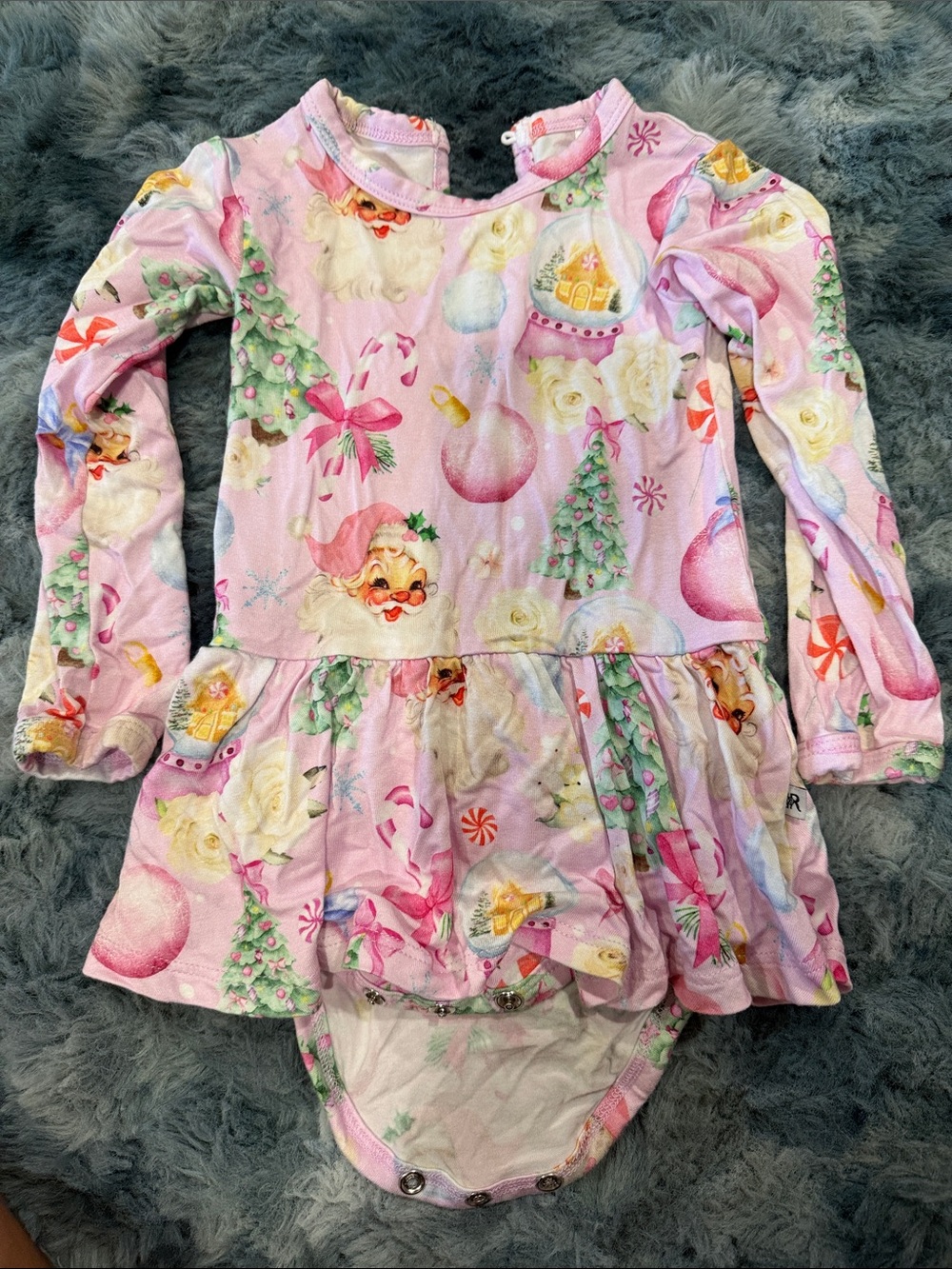 Bums & Roses Pink Santa Baby dress Romper 6-12M